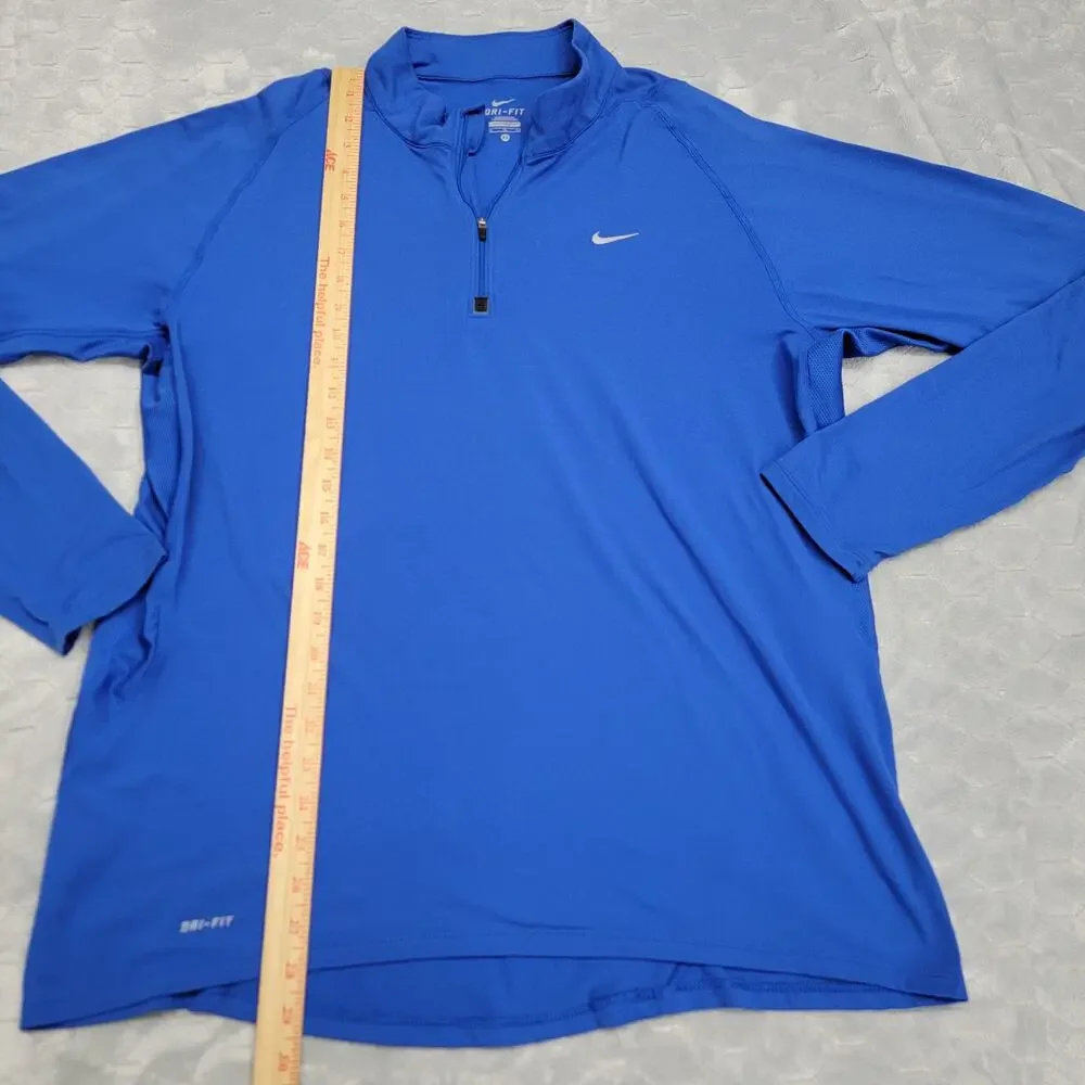 Nike Dri Fit Element Mens XL Blue Half Zip Running Pullover Jacket Shirt